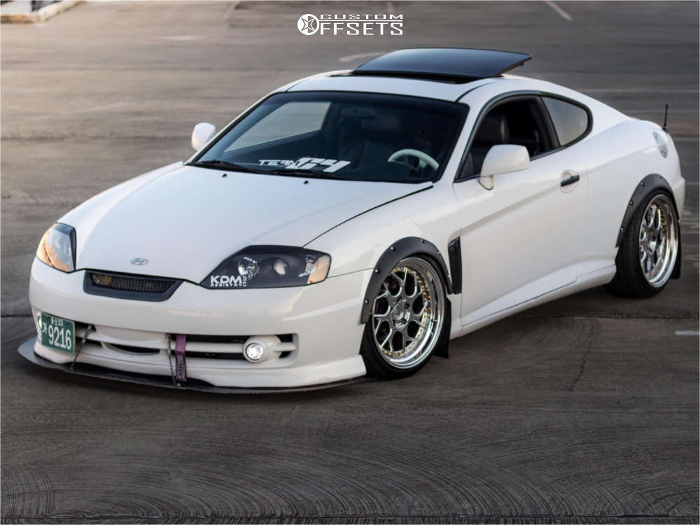 2003 Hyundai Tiburon with 18x9.5 15 Aodhan Ds01 and 245/35R18 Hankook  Ventus V12 Evo 2 and Coilovers | Custom Offsets