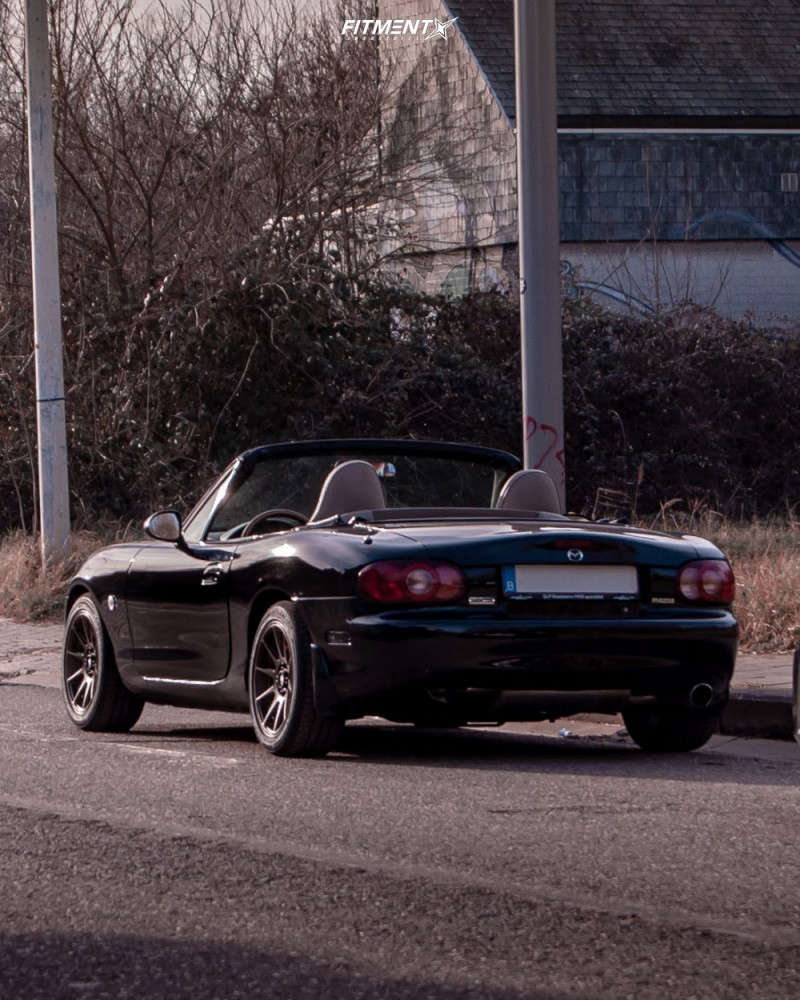 2005 Mazda MX-5 Miata Base with 15x7 Japan Racing Jr11 and Goodyear 195x50  on Lowering Springs | 1511422 | Fitment Industries
