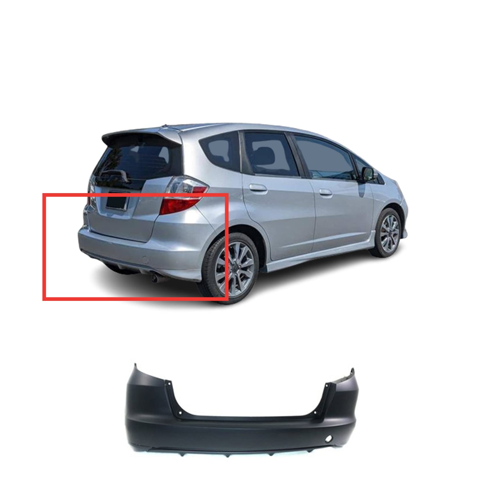 Amazon.com: FitParts Compatible/Replacement for Rear Bumper Cover for  2009-2014 Honda Fit Base DX LX Sport 04715TK6A91ZZ : Automotive