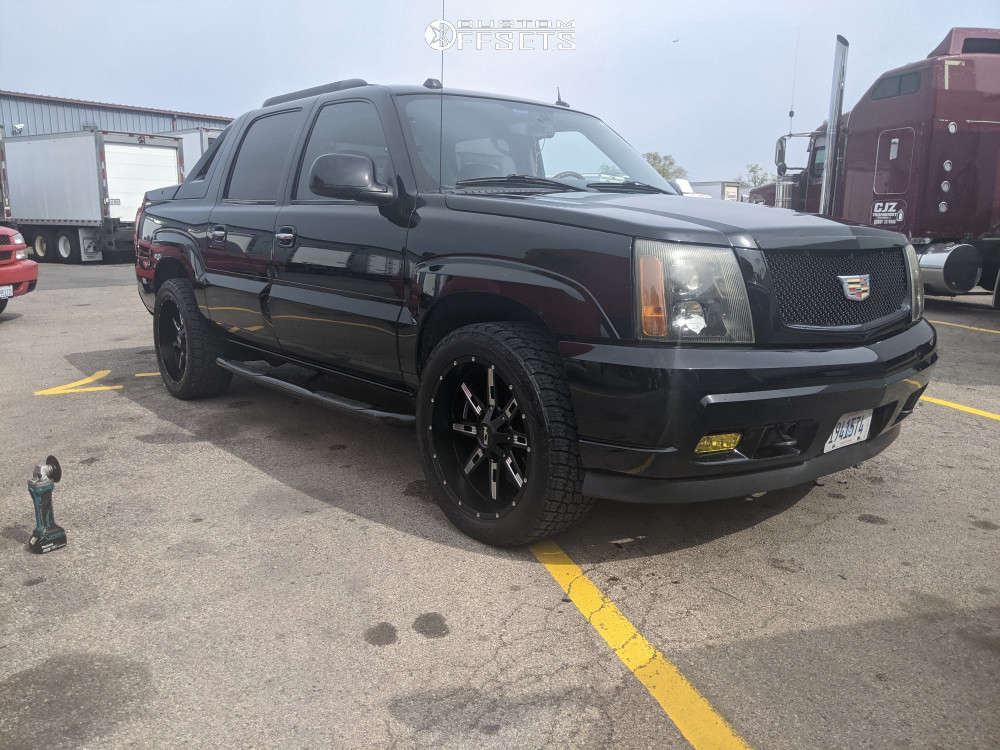 2004 Cadillac Escalade EXT with 22x10 -19 Alloy Ion Style 184 and 305/45R22  Toyo Tires Trail Grappler and Stock | Custom Offsets