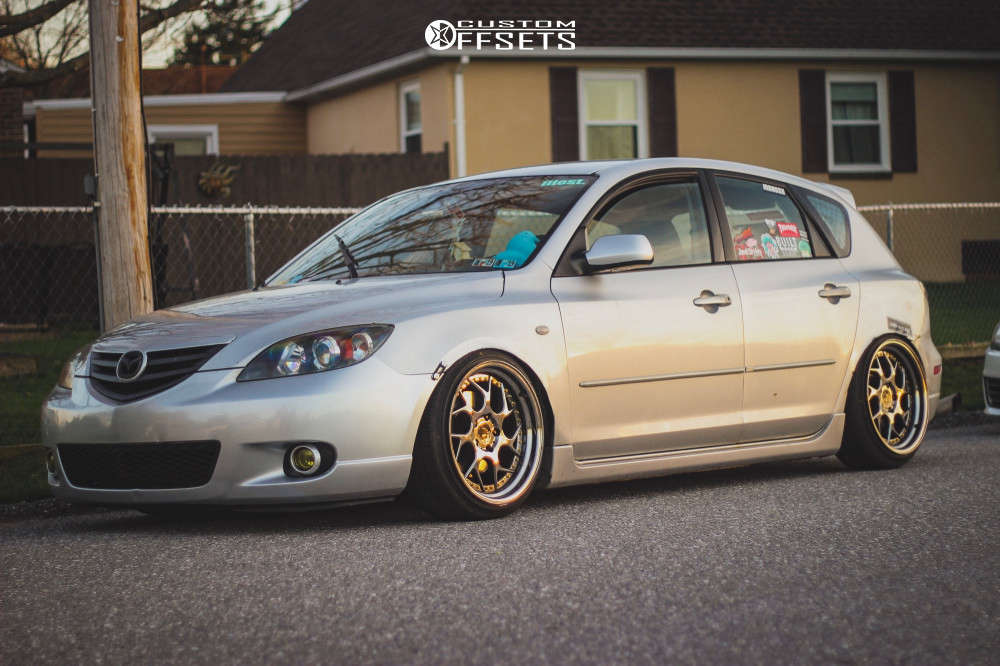 2004 Mazda 3 with 18x9.5 35 Aodhan Ds01 and 205/40R18 Nankang Ns-1 and  Coilovers | Custom Offsets