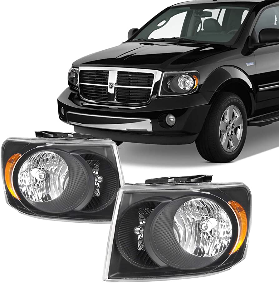 Amazon.com: AKKON - For Black 2007 2008 2009 Dodge Durango Headlights Front  Lamps Pair Direct Replacement Left + Right : Automotive